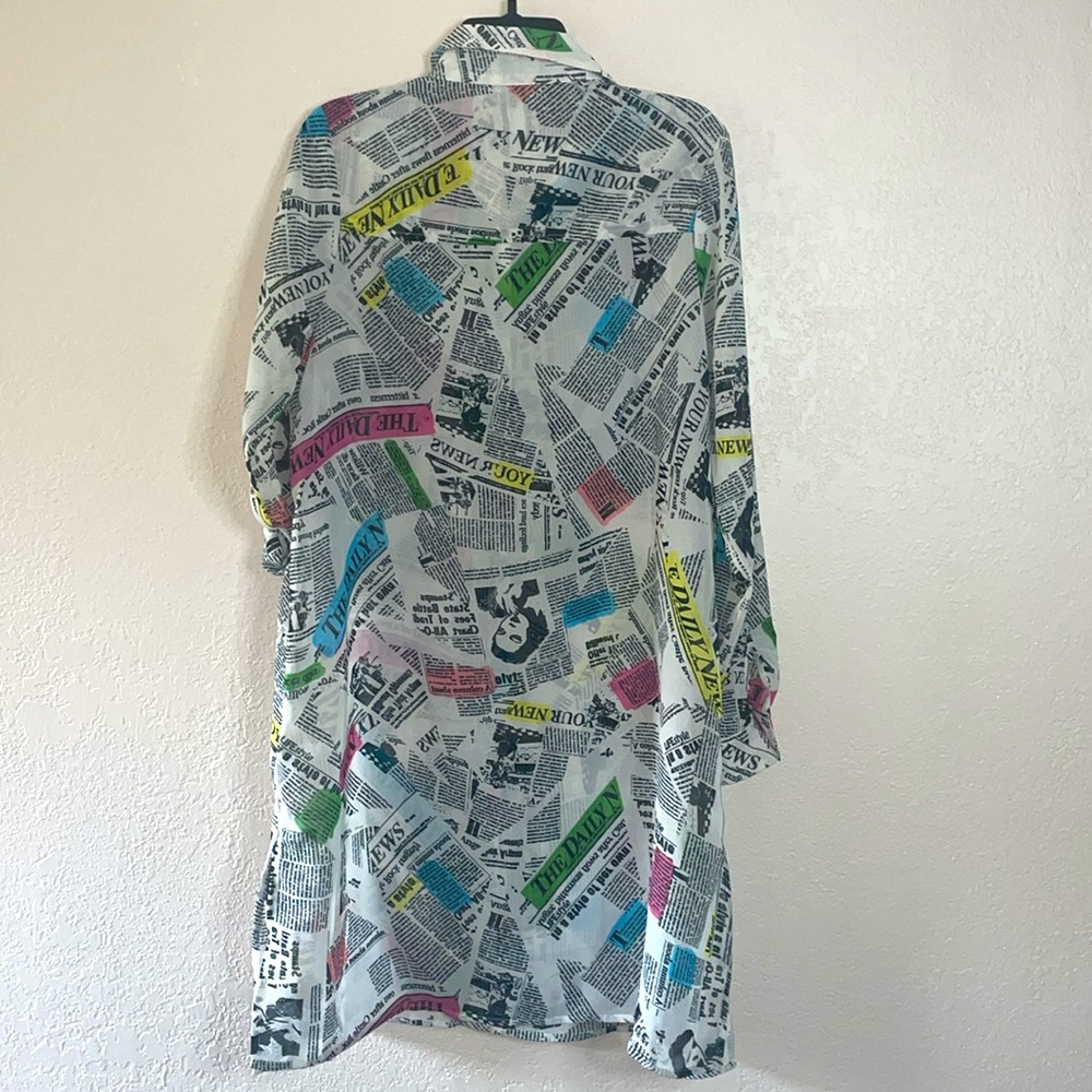 Live 4 Truth sheer news print tunic blouse or dress - Picture 2 of 8